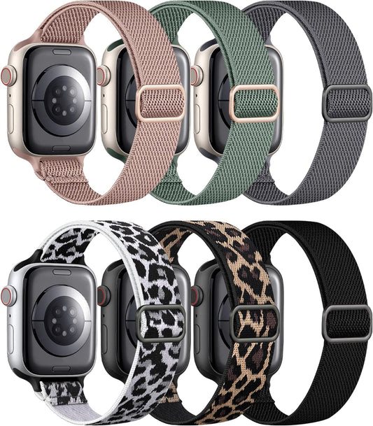 Stretchy Band Compatible with Apple Watch Bands 40Mm 41Mm 38Mm Womens, Cute Thin Elastic Nylon Braided Comfortable Replacement Slim Wristbands for Iwatch SE Series 8 7 6 5 4 3 2 1, (Package B)