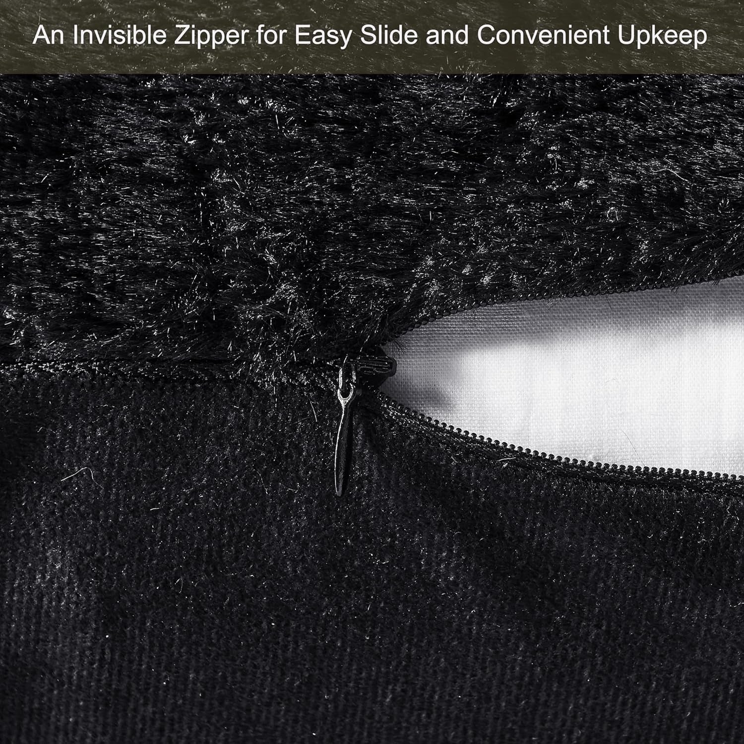 Pack of 2 Faux Wool Throw Pillow Covers 20X20 Inches Decorative Farmhouse Velvet Couch Pillow Case Soft Plush Square Boho Cushion Pillowcase, Black