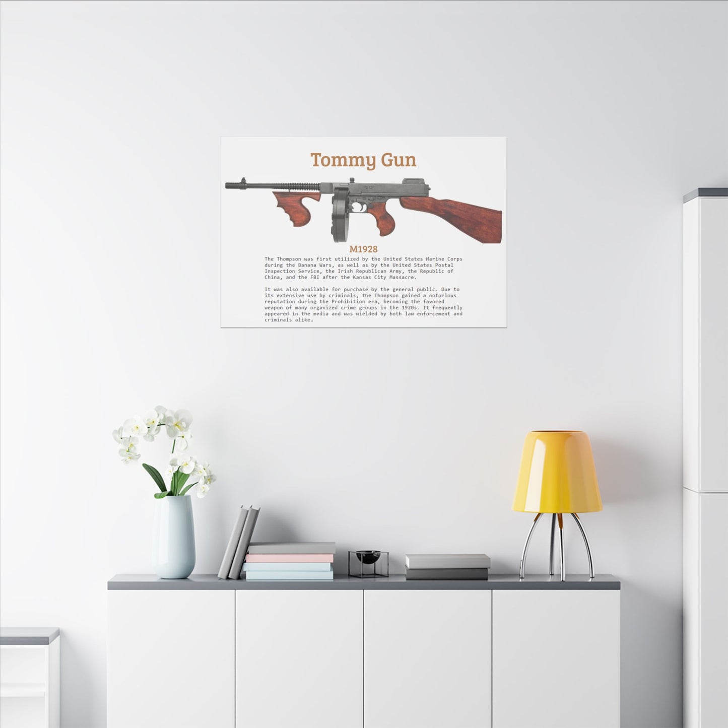 Thompson submachine gun TOMMY GUN M1928 Matte Canvas, Stretched, 0.75" (Multi-Size)