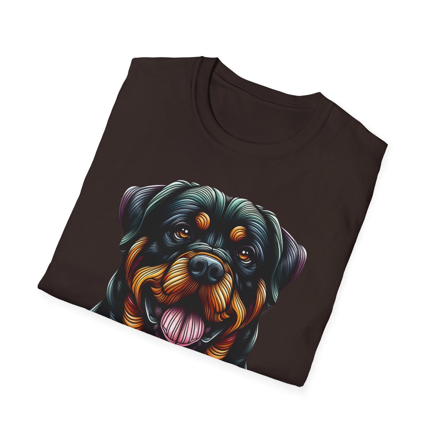Rottweiler Animal Stained Glass Design Unisex Softstyle T-Shirt
