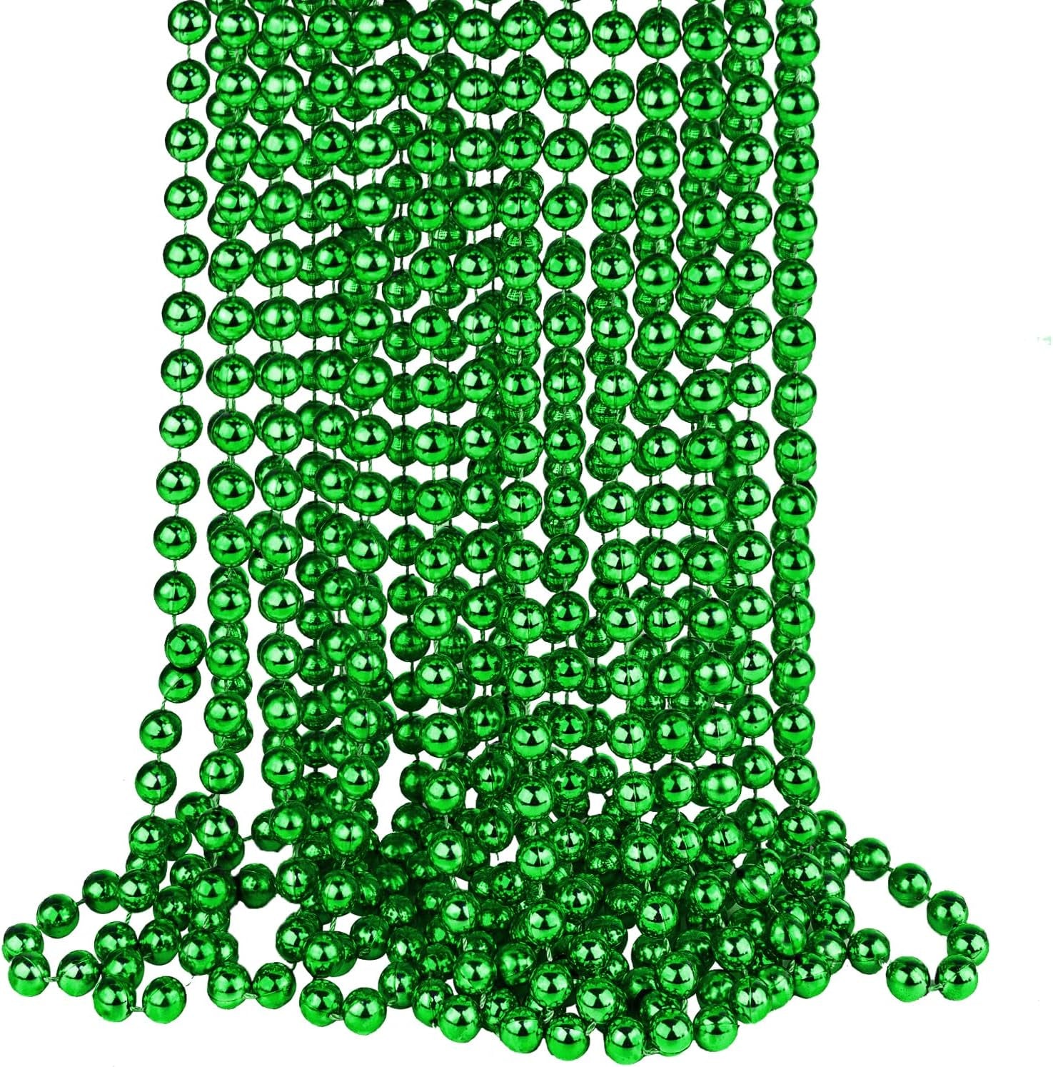 15 PCS St. Patricks Day Necklaces, Green Mardi Gras Christmas Bead Necklaces, 33" 7 Mm St. Patricks Day Green Beads St. Patricks Day Accessories for Mardi Gras, St. Patricks Day Party Favors