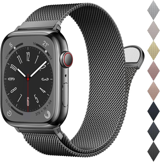 Mesh Metal Loop Compatible with Apple Watch Band 40Mm 41Mm 38Mm 44Mm 45Mm 49Mm Series Ultra SE 9 8 7 6 5 4 3 2 1 Women Men, Stainless Steel Strap with Magnetic Clasp for Iwatch Bands
