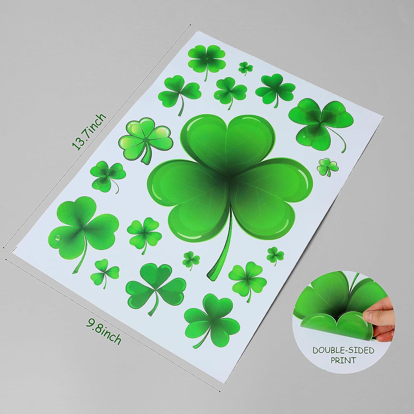 St Patricks Day Window Clings, Shamrock Stickers for St Patricks Day Decorations, 150Pcs Reusable Static Spring Window Clings Decor
