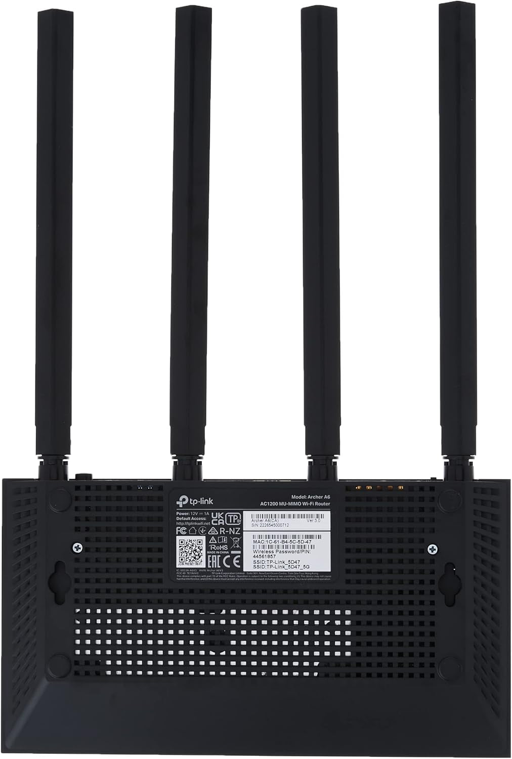 AC1200 Gigabit Wifi Router (Archer A6) - Dual Band MU-MIMO Wireless Internet Router, 4 X Antennas, Onemesh and AP Mode, Long Range Coverage