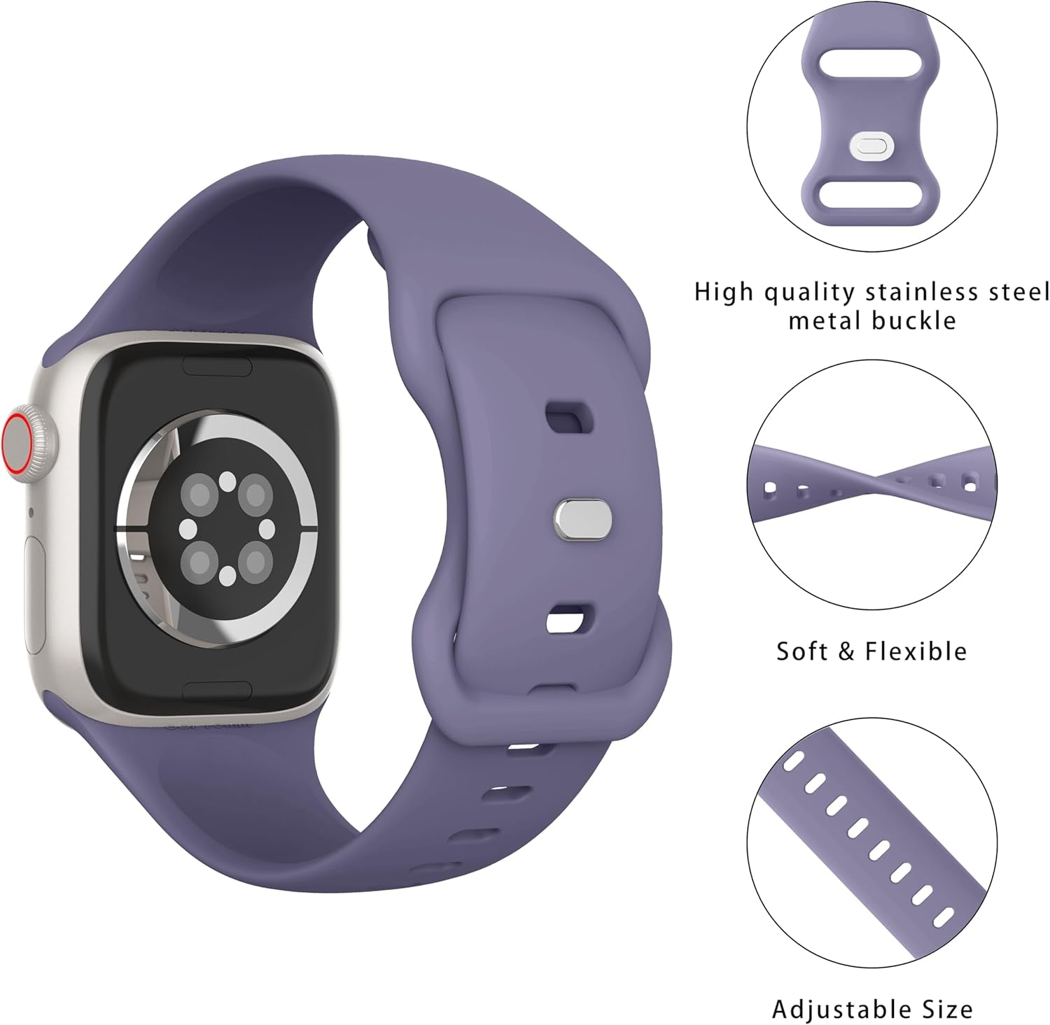 Sport Bands Compatible with Apple Watch Band 38Mm 40Mm 41Mm 42Mm 44Mm 45Mm 49Mm Women Men,Soft Silicone Strap for Iwatch Series Ultra 9 8 7 6 5 4 3 2 1 SE Blue Gray
