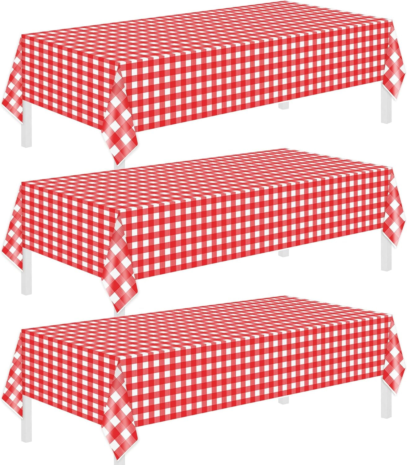 Plastic Tablecloths for Rectangle Tables 3 Pack 54" X 108" Party Table Cloths Disposable for 6 to 8 Foot Tables Indoor or Outdoor Parties Birthdays Weddings Christmas Anniversary Buffet Table