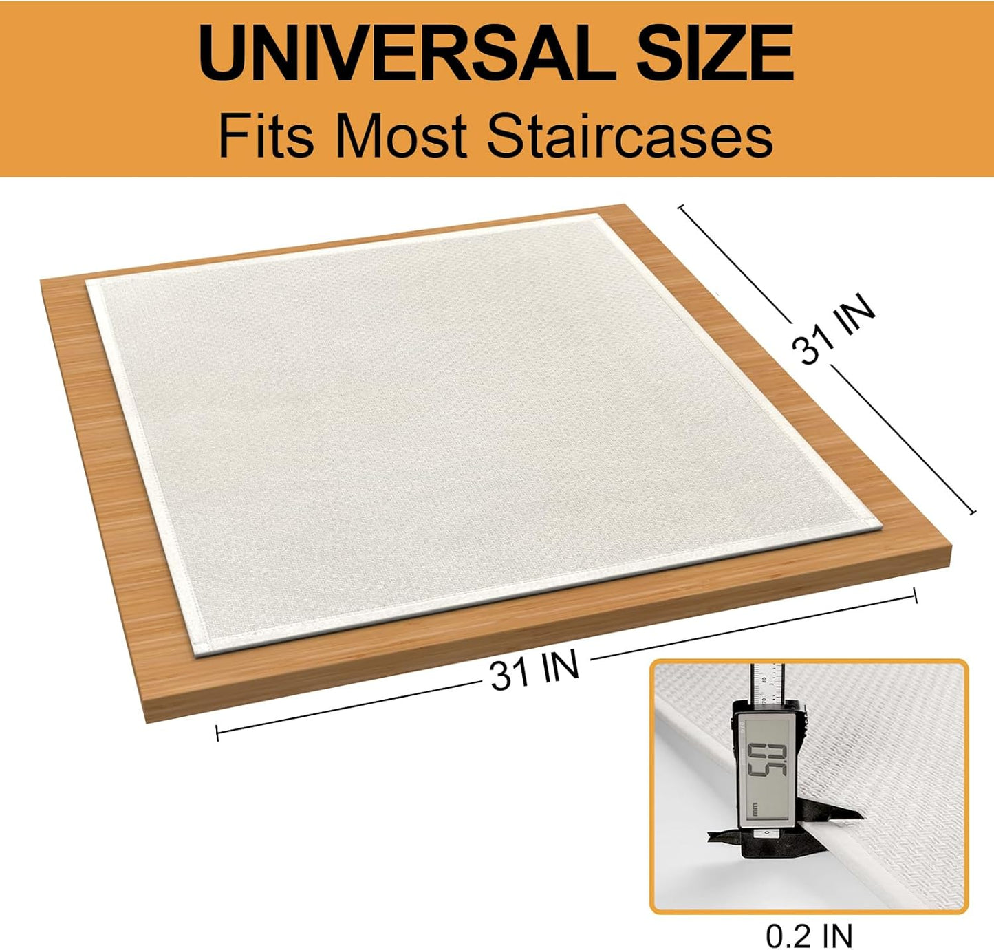 Stair Treads Carpet for Wooden Steps with Non Slip Rubber Backing, 100% Polyester Soft Stairs Resistant Indoor Skid Runner Safety Rugs for Kids Elders and Pets (1, Cream, 31" * 31")