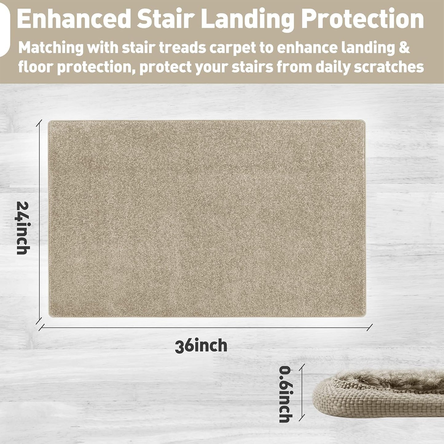Carpet Stair Tread Landing Mat Tape Free Self Adhesive Non Slip Skid Resistant Indoor Doormat Area Rug Floor Mat for Kitchen Bathroom Workstations Washable 2' X 3' (Cream Grey)