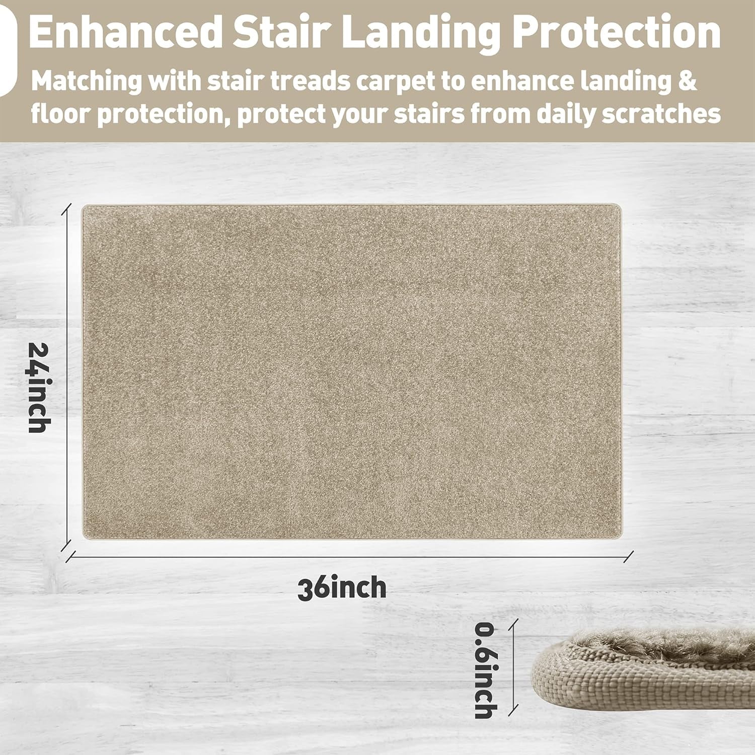 Carpet Stair Tread Landing Mat Tape Free Self Adhesive Non Slip Skid Resistant Indoor Doormat Area Rug Floor Mat for Kitchen Bathroom Workstations Washable 2' X 3' (Cream Grey)