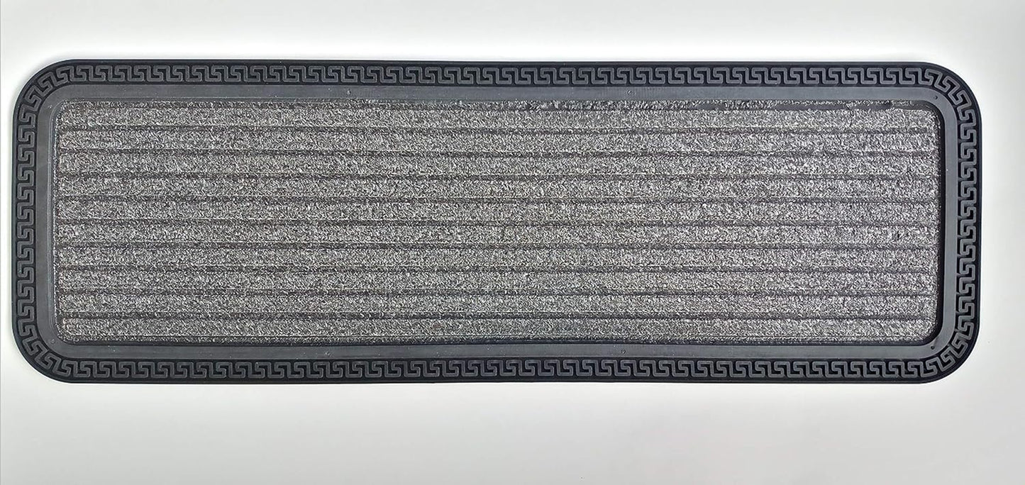 Indoor/Outdoor Hose-Wash Striped Design Non-Slip Rubber 10" X 30" Modern Stair Treads for Stairs, Garage, Patio, 5 Pack, Gray