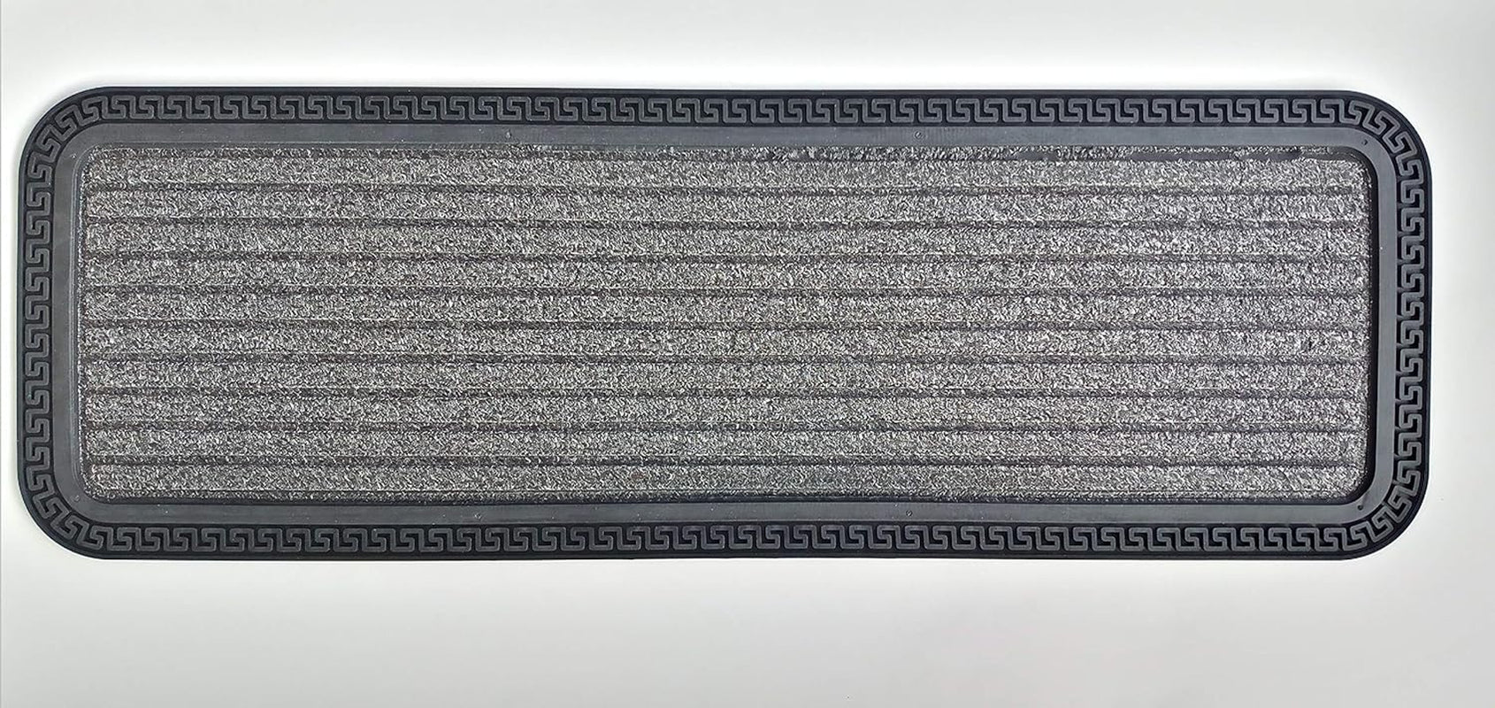 Indoor/Outdoor Hose-Wash Striped Design Non-Slip Rubber 10" X 30" Modern Stair Treads for Stairs, Garage, Patio, 5 Pack, Gray