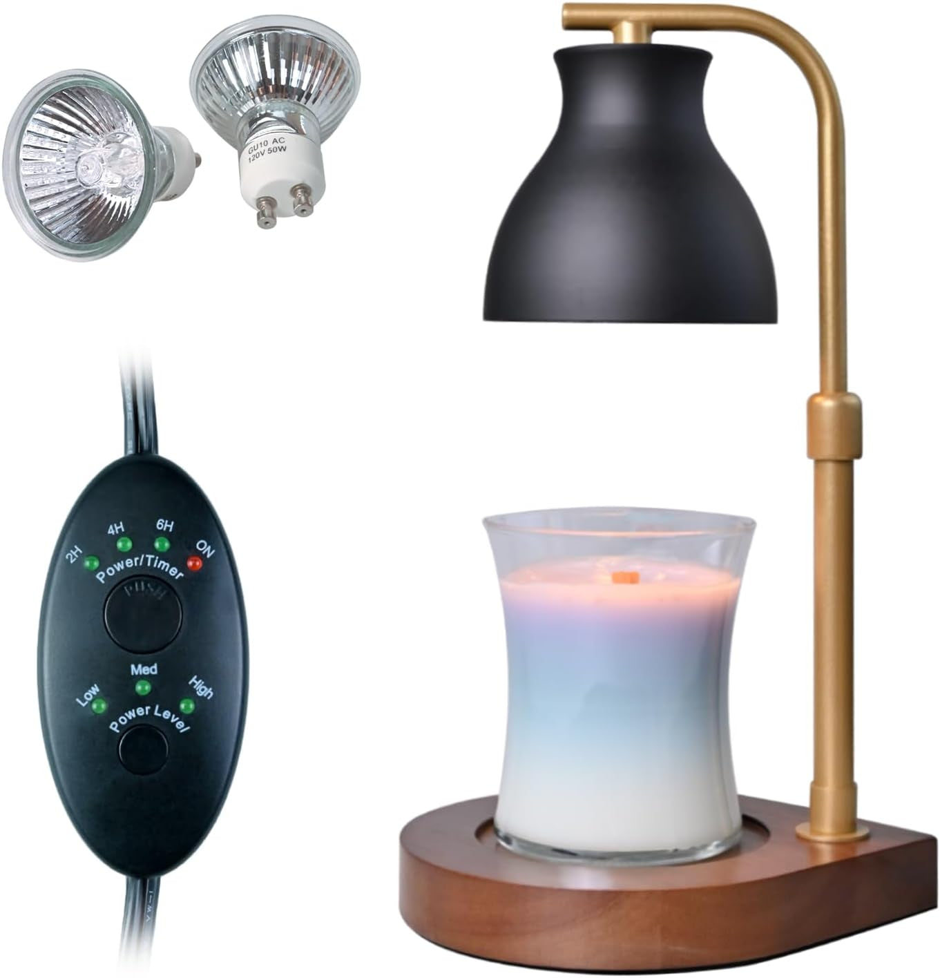 Candle Warmer Lamp - Candle Lamp Warmer with Dimmable, Birthday Gifts for Mom Women, House Warming Gifts New Home Decor, Wax Melt Warmer with 2 Bulbs D.White Gold