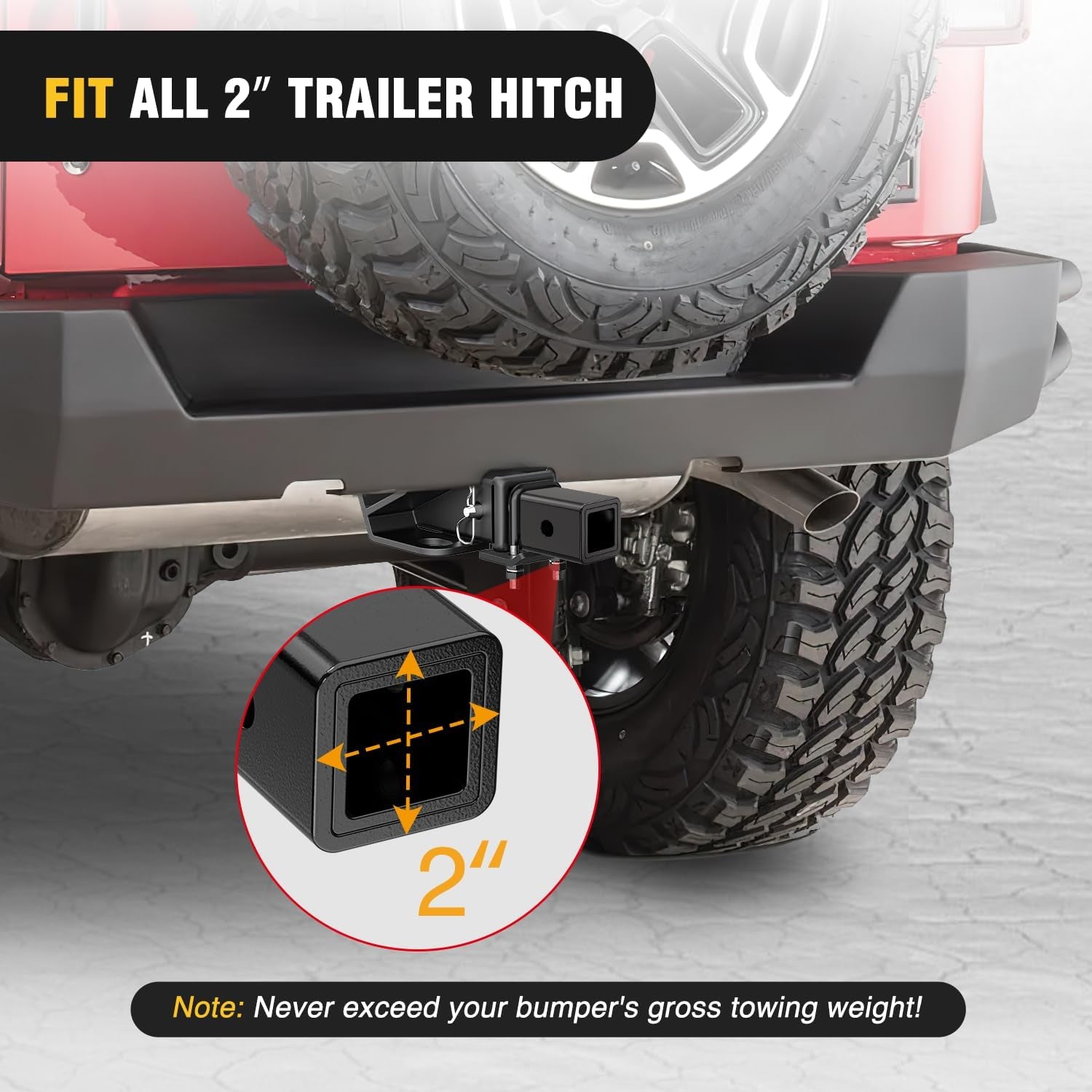 Trailer Hitch Receiver Adapter Reducer Sleeve 2 to 1-1/4 Inch with 5/8" Hitch Pin and Clip Hitches Towing Accessories for Tractor Bucket RV UTV Truck Bike Rack Cargo Carriers Carbon Steel