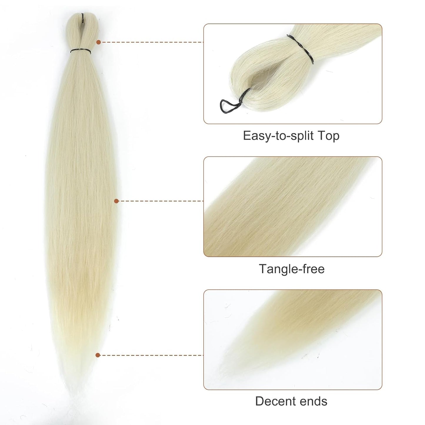 Pre-Stretched Braiding Hair - 16 Inch 8 Packs Off-White Super Long Braiding Hair for Twist or Box Braids, Yaki Texture Hot Water Setting Synthetic Braiding Hair Extensions (16 Inch, #613-8P)