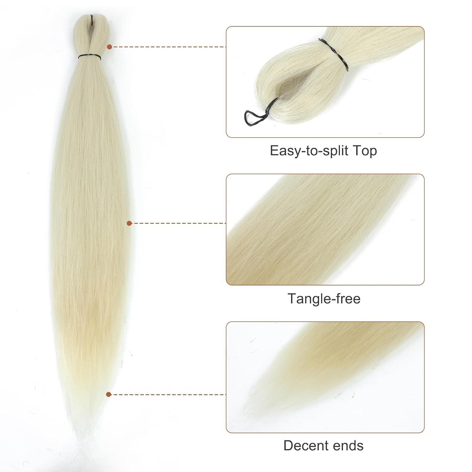 Pre-Stretched Braiding Hair - 16 Inch 8 Packs Off-White Super Long Braiding Hair for Twist or Box Braids, Yaki Texture Hot Water Setting Synthetic Braiding Hair Extensions (16 Inch, #613-8P)