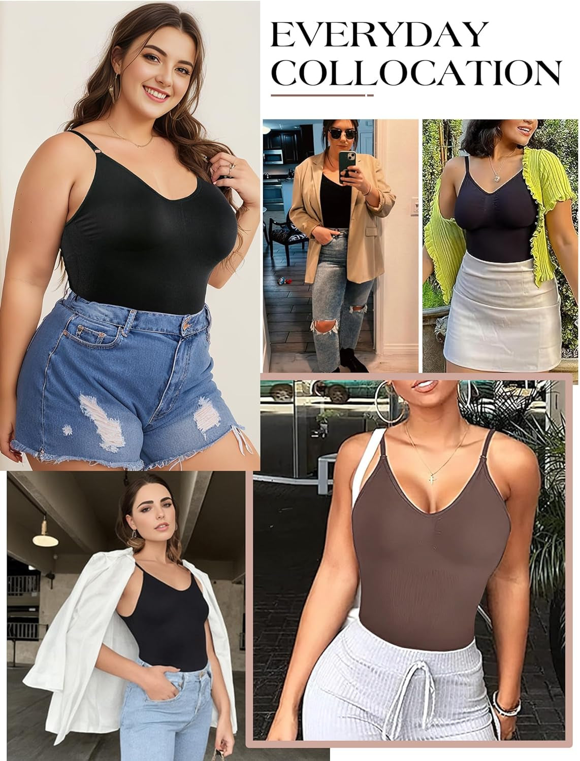 Bodysuits for Women, Seamless Shapewear Bodysuit Women, Ribbed Bodysuits for Women Tummy Control, V Neck Tank Top