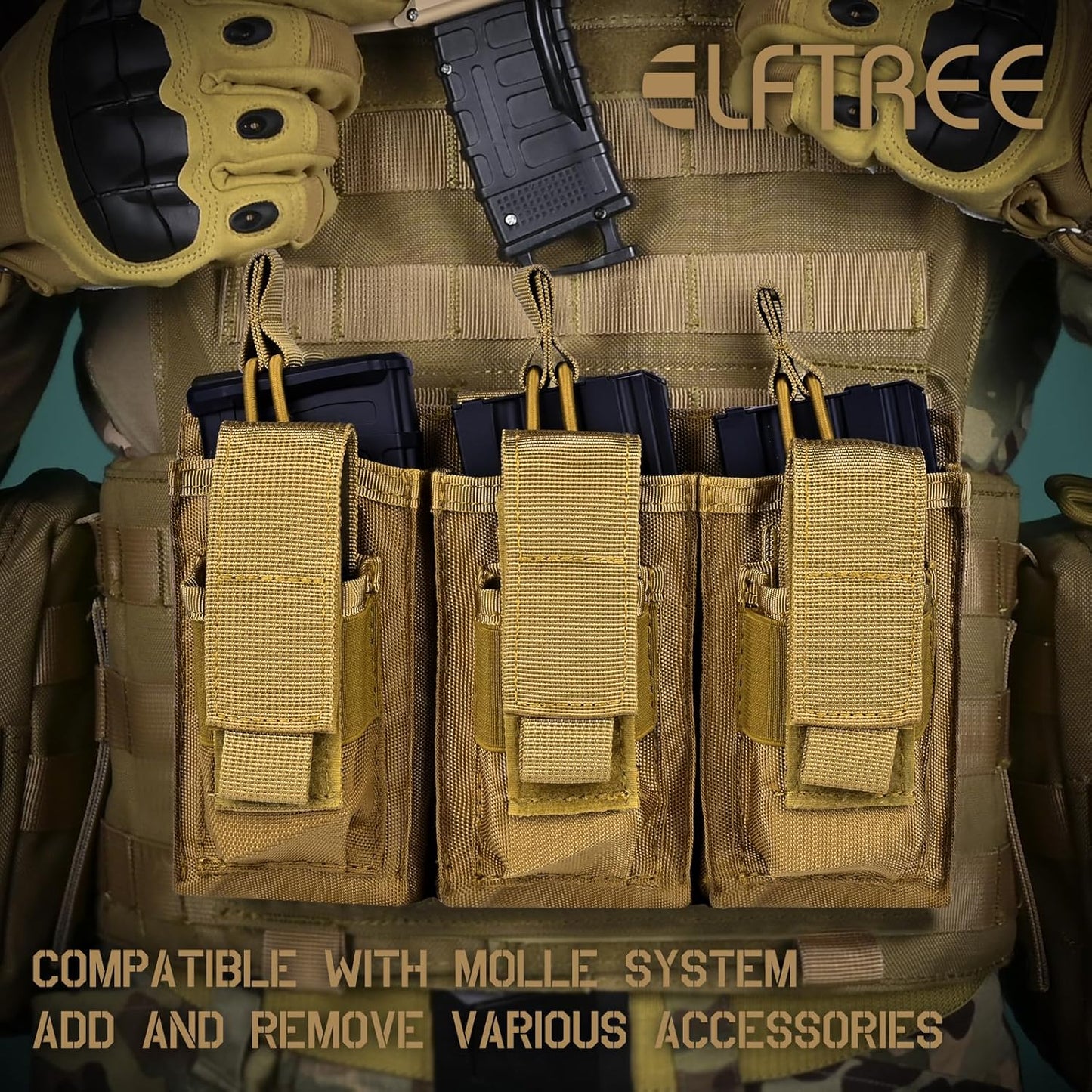 Mag Pouch, Open-Top Molle Double/Triple Magazine Holster for 5.56Mm/7.62Mm