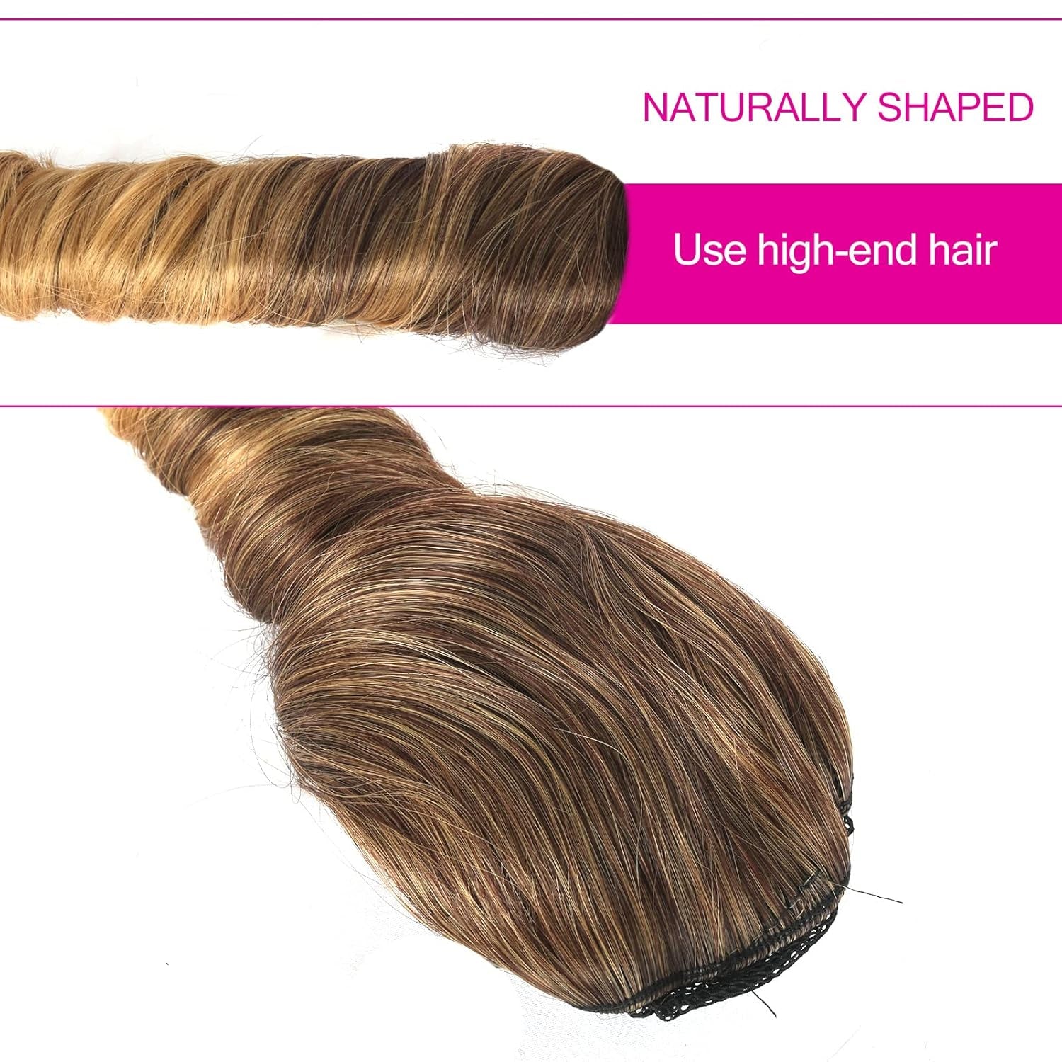 Spiral Curl Short Hair Extensions Drawstring Ponytails for Black Women Synthetic Highlight Curly Hair Fake Ponytail, 14Inch Ombre Blonde T33/27# Bounce Curl Ponytail Extension for Black Women