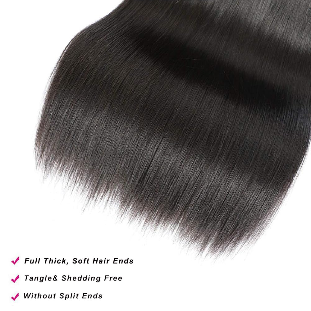 Straight Bundles Human Hair 14 16 18 Inch Brazilian Virgin Straight Human Hair Bundles 3 Bundles Human Hair Straight Hair Bundles Deals for Woman(100G/1 Bundle，300G /Lot)