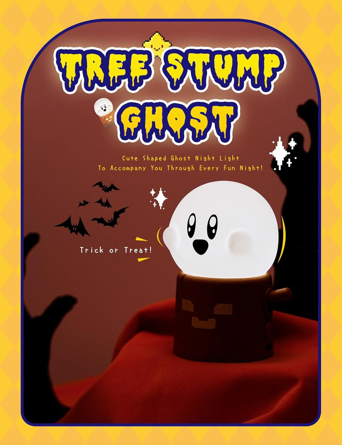 Cute Ghost Night Light, Warm Light Rechargeable Stepless Dimming Night Lights for Bedroom, Cute Little Buddy Ghost Anime Gifts, Funny Kids Room Decor for Teen Girls