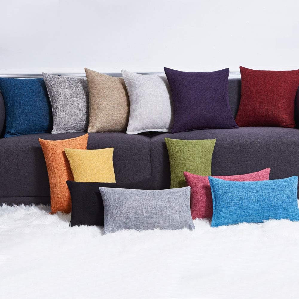 Set of 2 Dark Blue Pillow Covers Rustic Linen Decorative Square Throw Pillow Covers 18X18 Inch for Sofa Couch Decoration