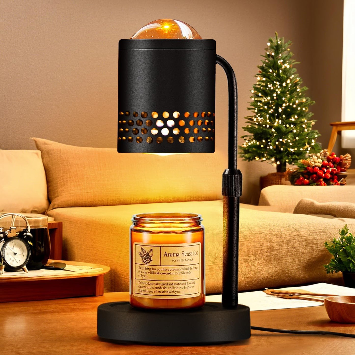 Electric Candle Warmer Lamp with Timer, Wax Warmer for Scented Wax Embellish Life, Relieve Stress, Fall Asleep Easily Fits All Candle Jar - Black Candle Lamp for Home Decor Gifts