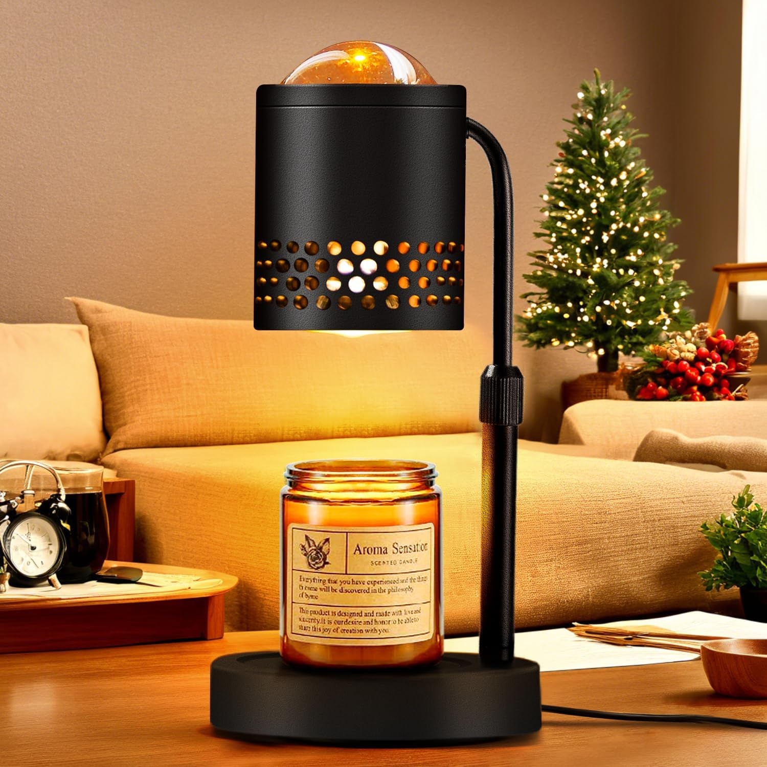Electric Candle Warmer Lamp with Timer, Wax Warmer for Scented Wax Embellish Life, Relieve Stress, Fall Asleep Easily Fits All Candle Jar - Black Candle Lamp for Home Decor Gifts