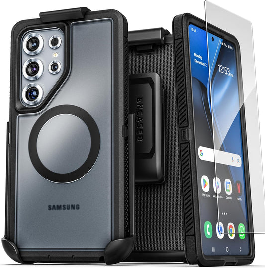 Designed for Samsung Galaxy S25 Ultra Case with Belt Clip (Compatible with Magsafe Qi2) Dual-Layer Rugged Cover with Phone Holster (Voyager Series) (S25 Ultra)