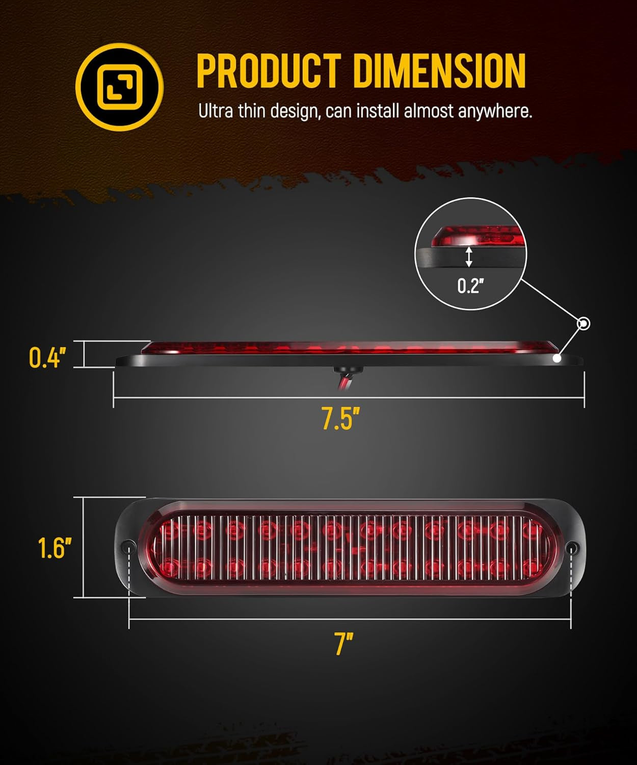 2Pcs 7.5 Inch Aluminum Housing Red 24Leds Trailer Stop Brake Turn Signal Tail Light, Surface Mount Marker Lights of Trailer Truck Tractor RV Pickup Golf Cart Motorcycle, IP67 Waterproof TRUCK DRIVER