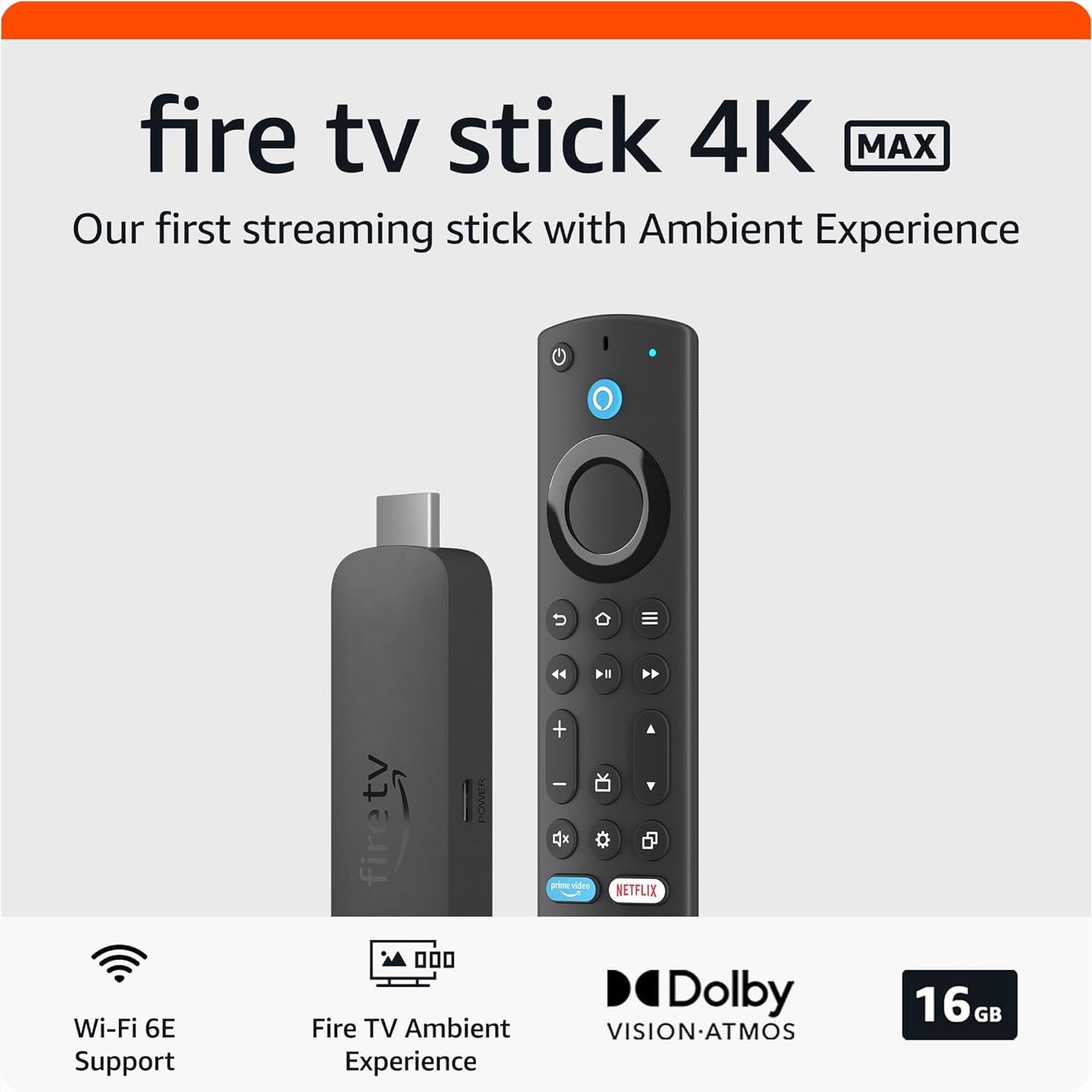 Like-New  Fire TV Stick 4K Max Streaming Device (Newest Model) with Ai-Powered Fire TV Search, Supports Wi-Fi 6E, Free & Live TV without Cable or Satellite