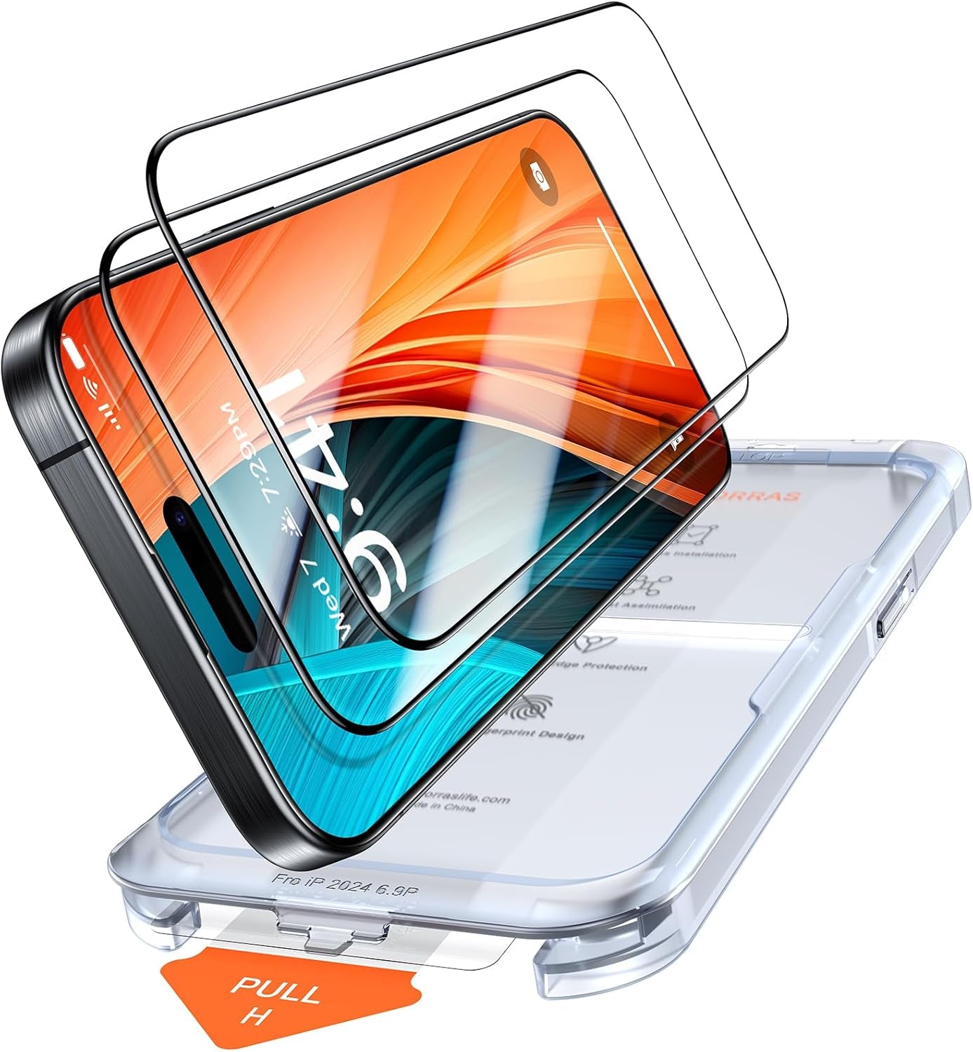 12FT Military-Grade Shatterproof for Iphone 16E Screen Protector 2025 [9H+ Durable＆ One-Pull Installation] Full Coverage Fit Tempered Glass Screen Protector 16E 6.1″ 2 Pack