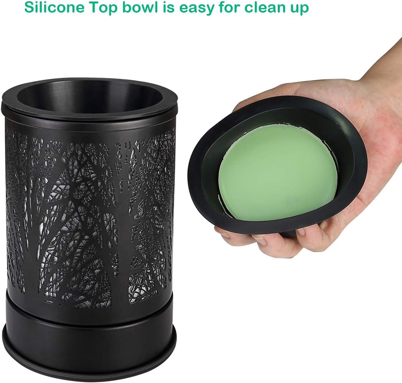 Fragrance Wax Melts Warmer with 7 Colors LED Changing Light Classic Black Forest Design Scent Oil Candle Warmer