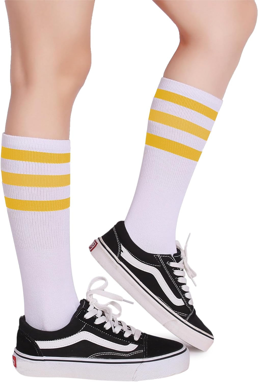 Classic Triple Stripes Soft Cotton on the Calf Retro White Tube Socks