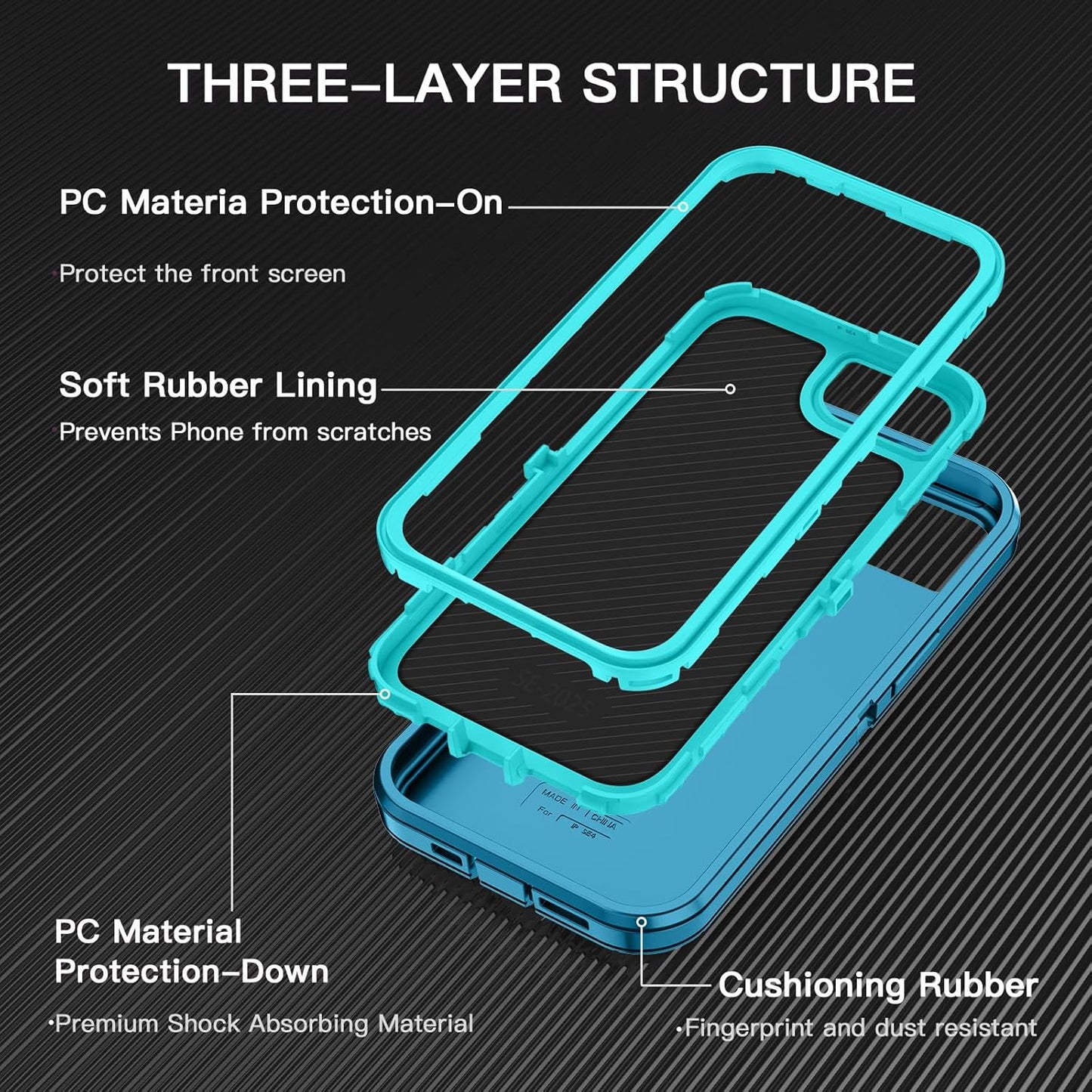 For Iphone 16E Case [Compatible with Magsafe] Shockproof 3-Layer Full Body Protection [Without Screen Protector] Rugged Heavy Duty Cover Case for Apple Iphone 16E 6.1",Turquoise