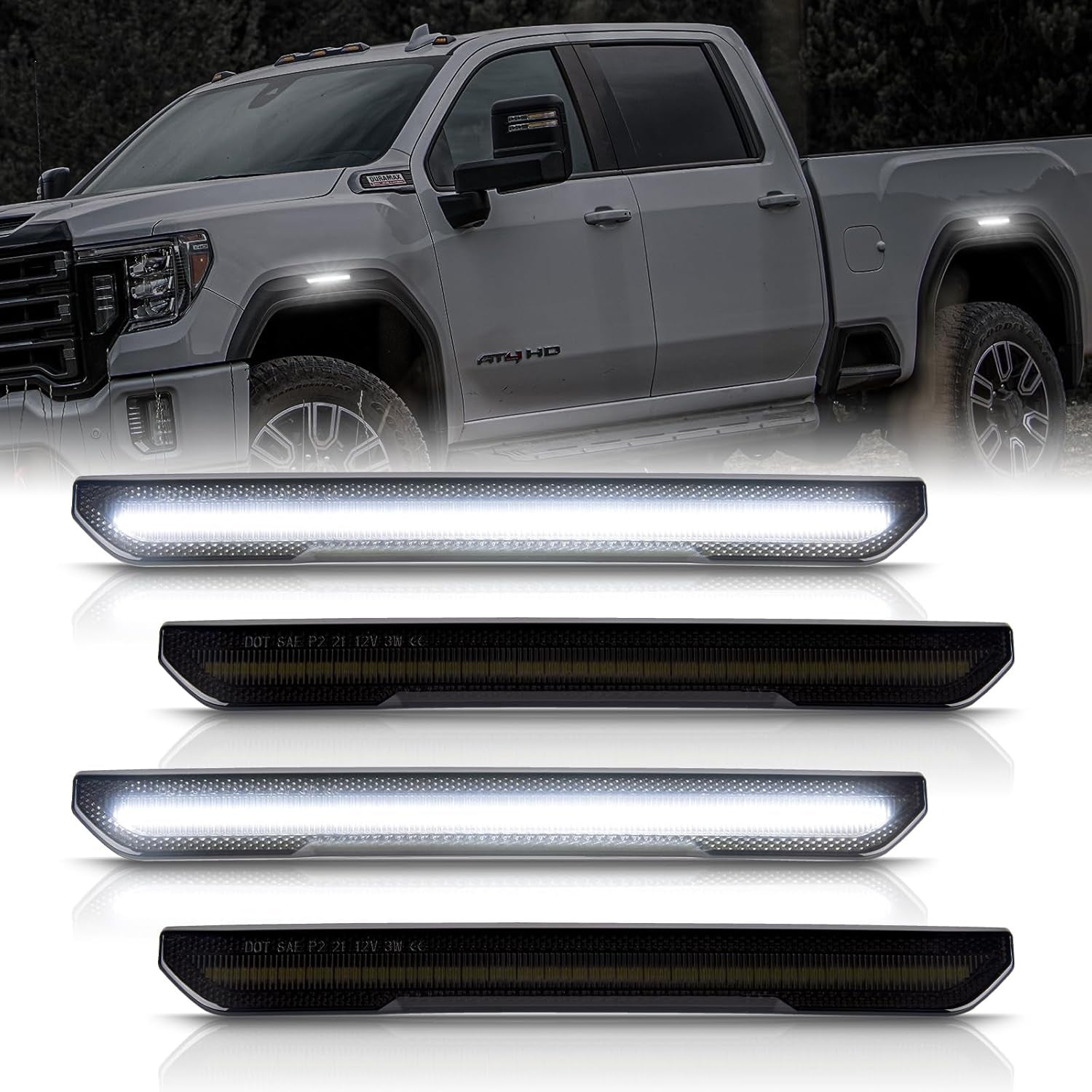 LED License Plate Light Compatible with 2014 2015 2016 2017 2018 2019 2020 2021 2022 Chevy Silverado GMC Sierra 1500 2500HD 3500HD 2015-2021 Colorado Canyon Pickup Truck 6000K, White