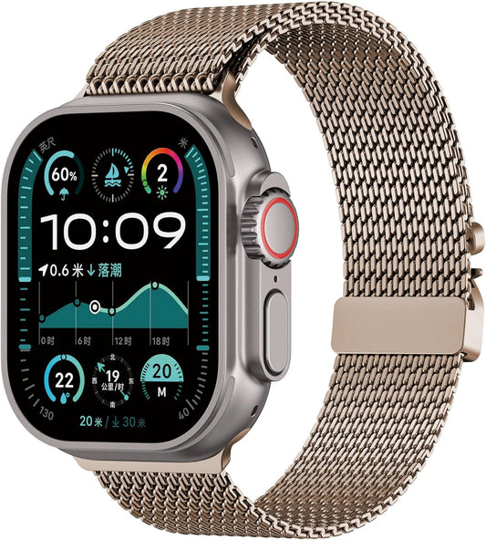 Milanese Mesh Loop Compatible for Apple Watch Ultra 2 Band 49Mm 46Mm 45Mm 44Mm Men Women, Breathable Replacement Band with Adjustable Parachute-Style Buckle for Iwatch Se/Series 10/9/8/7/6/5/4,Ultra/2