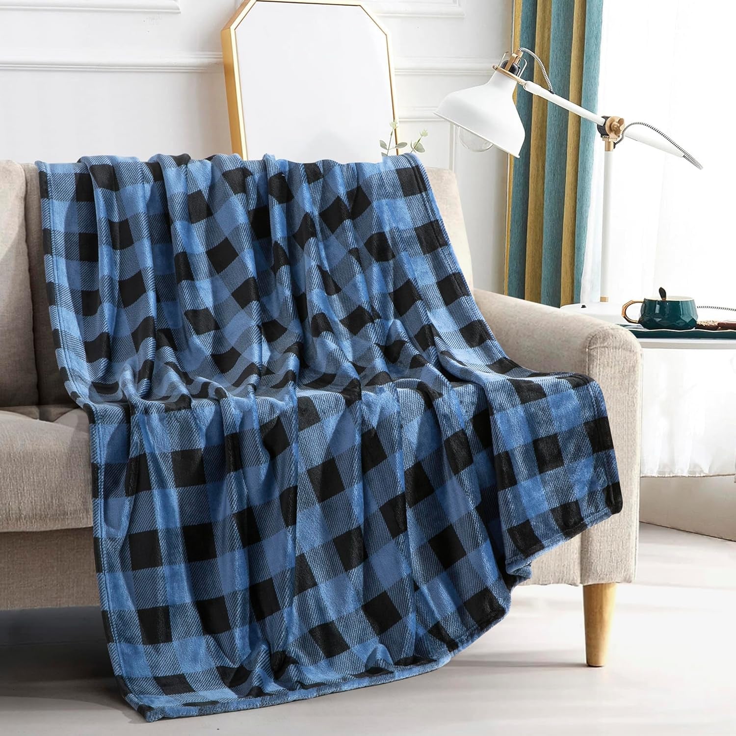 Velvet Touch Ultra Plush St Patricks Day Lucky Spring Green Clover Shamrock Irish Printed Fleece Throw/Blanket-50 X 60Inch, Lucky Plaid Clover