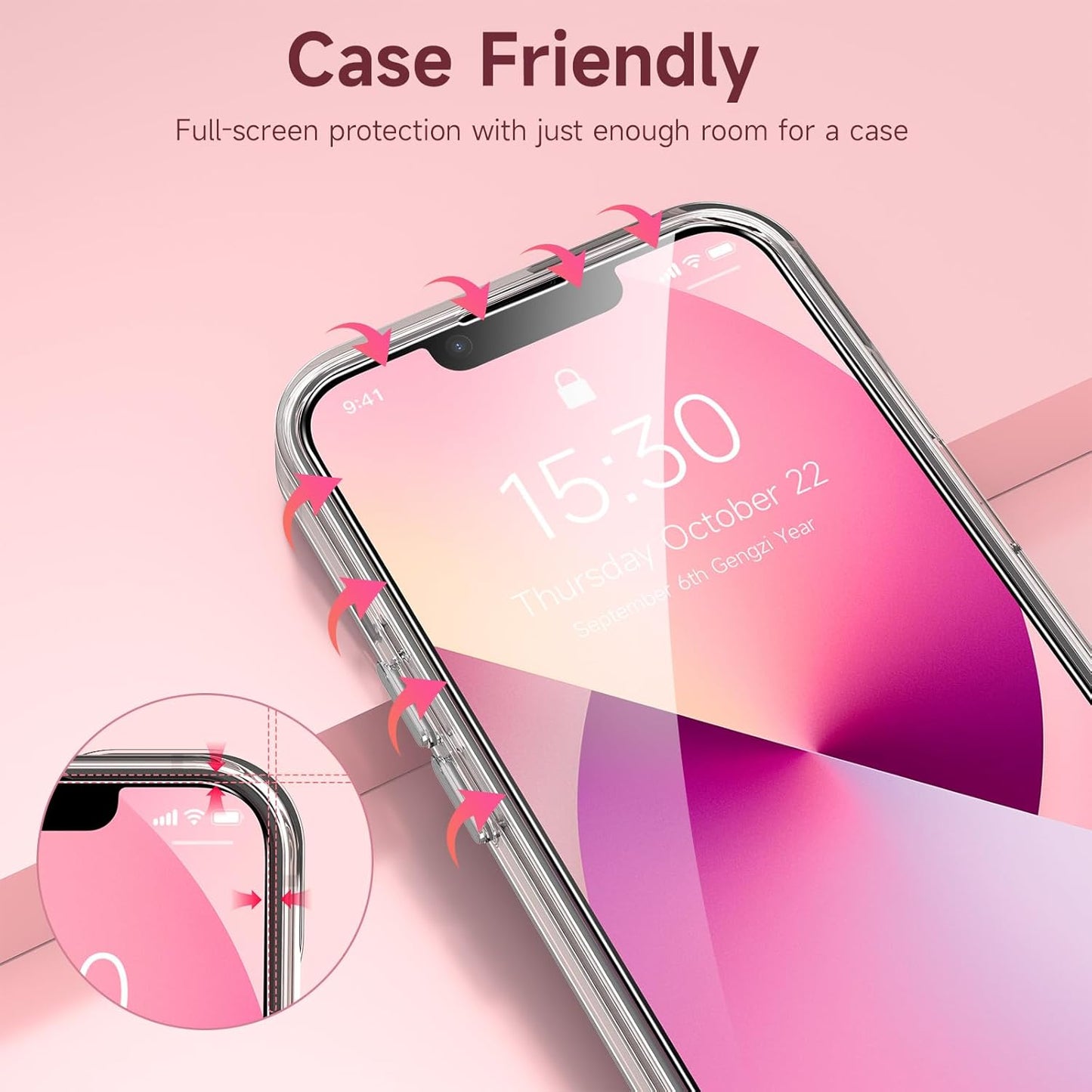 for [3 Pack] Iphone 16E/Iphone 13/13 Pro/14 Screen Protector Glass, 9H Tempered Glass Case Friendly HD Film Accessories Iphone 16E 13 13Pro 14 6.1"