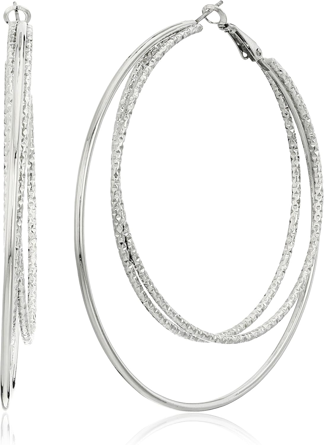 Smooth and Textured Wire Silver Hoop Earrings TLBH