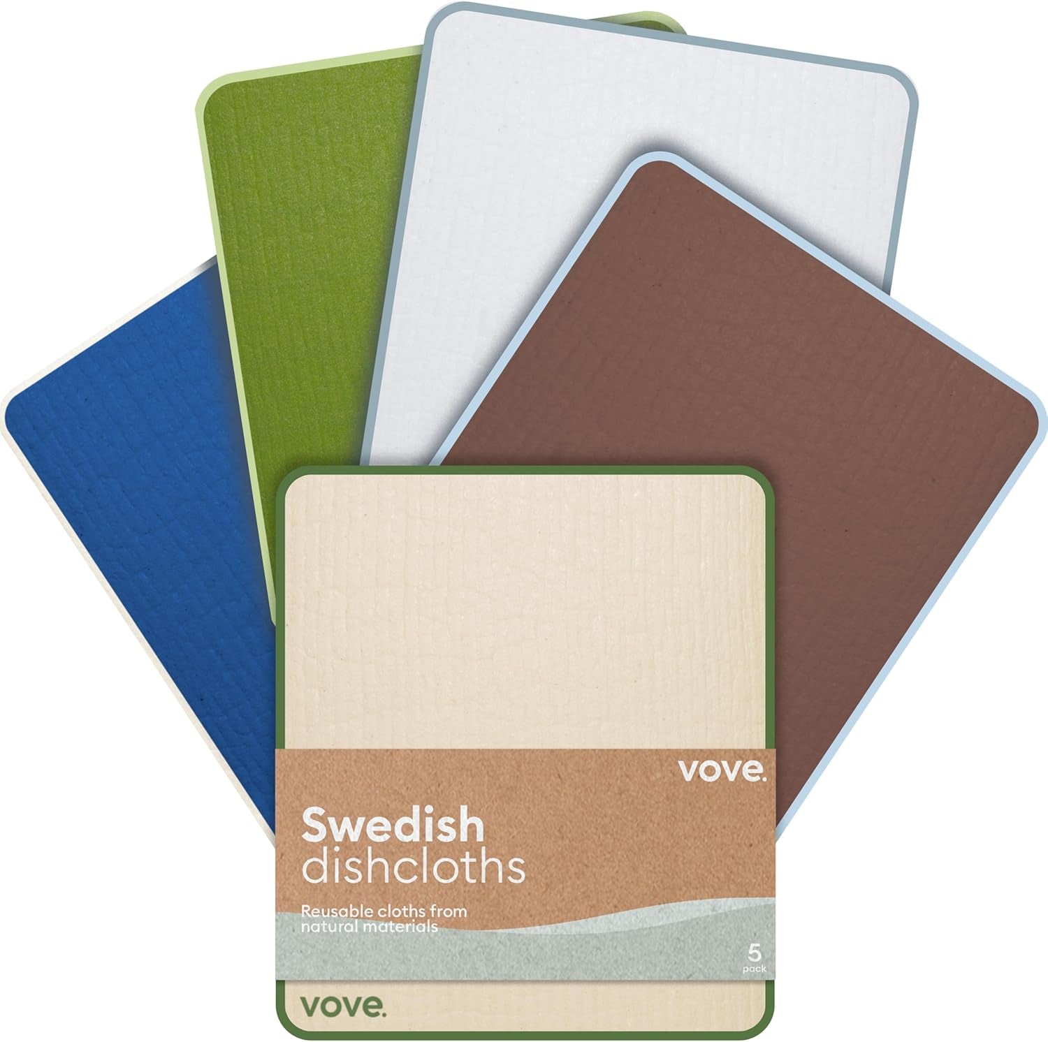 Swedish Dishcloths 5 Pack | Reusable Paper Towels | Eco-Friendly Cleaning Cloths | Designer Prints | Absorbent Natural Cellulose & Cotton | Sustainable Kitchen Sponge Cloth | Washable