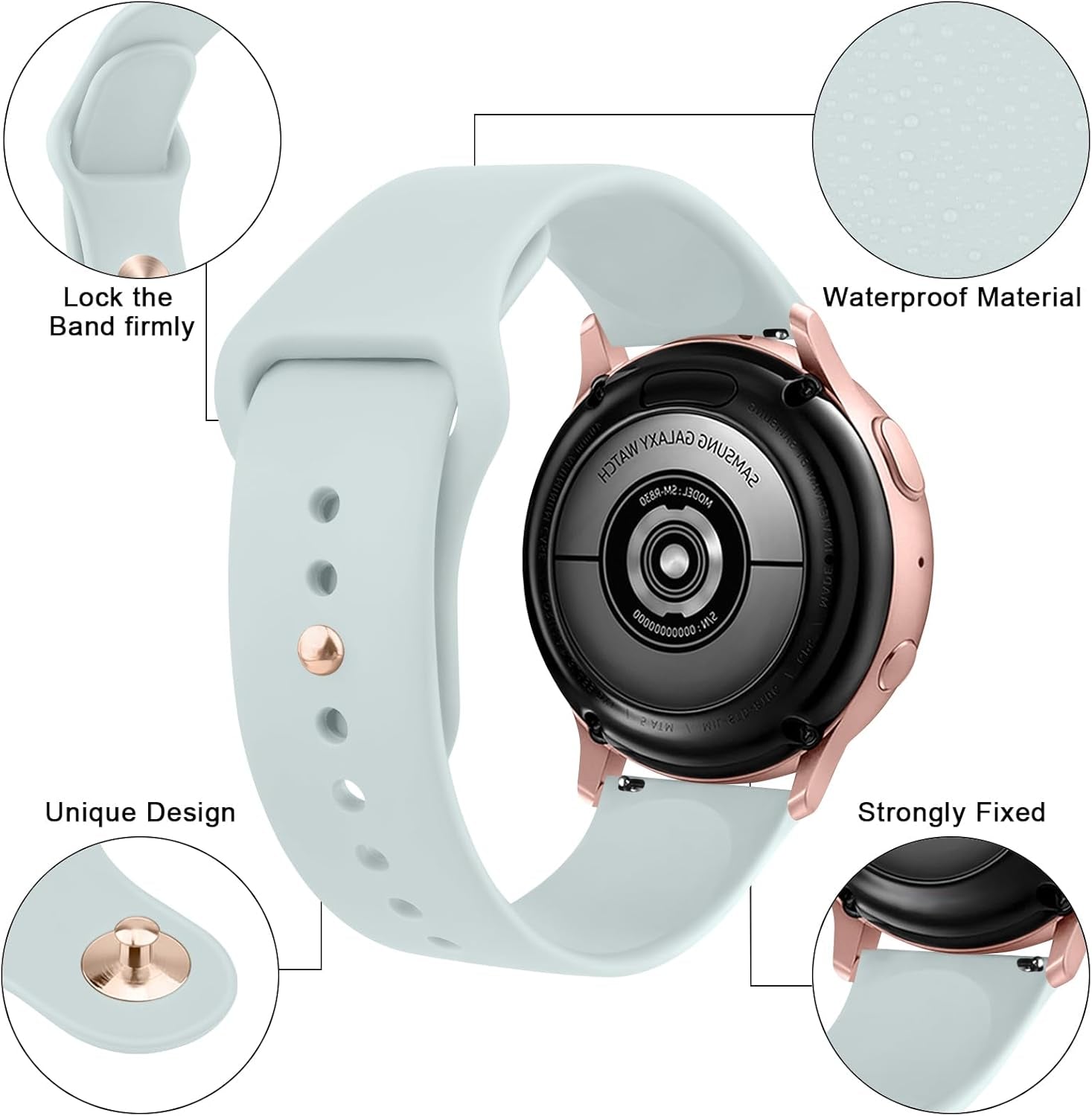 Bands Compatible with Samsung Galaxy Watch Active 2 Band 40Mm 44Mm, Galaxy Watch Active Bands, 20Mm Soft Silicone Sport Replacement Strap for Galaxy Watch Active 2 Band Women Men