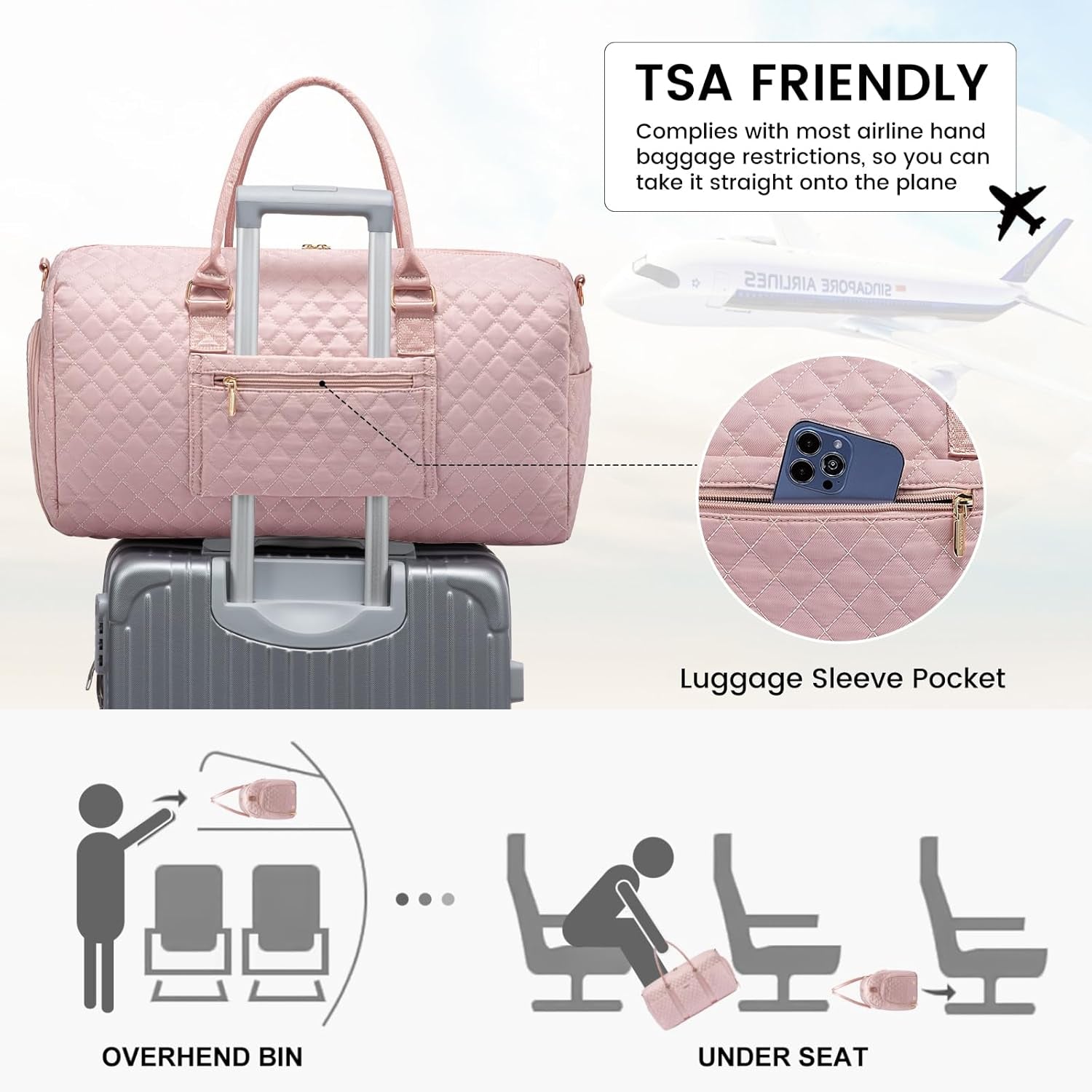 Travel Duffle Bag,Carry on Overnight Bag with Shoe Compartment,Weekender Bags for Women with Toiletry Bag,Gym Duffel Bag with Wet Pocket,Hospital Bags for Labor and Delivery