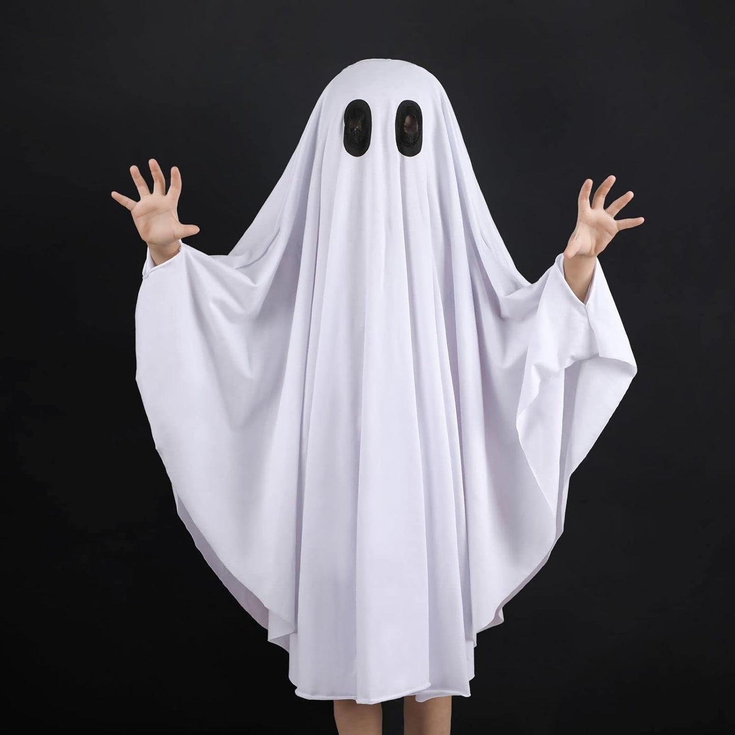 Unisex Kid Ghost Costume Girl Halloween Fancy Dress Cosplay Boy White Boo Ghost Cloak Child Spooky Trick-Or-Treating(White,M)