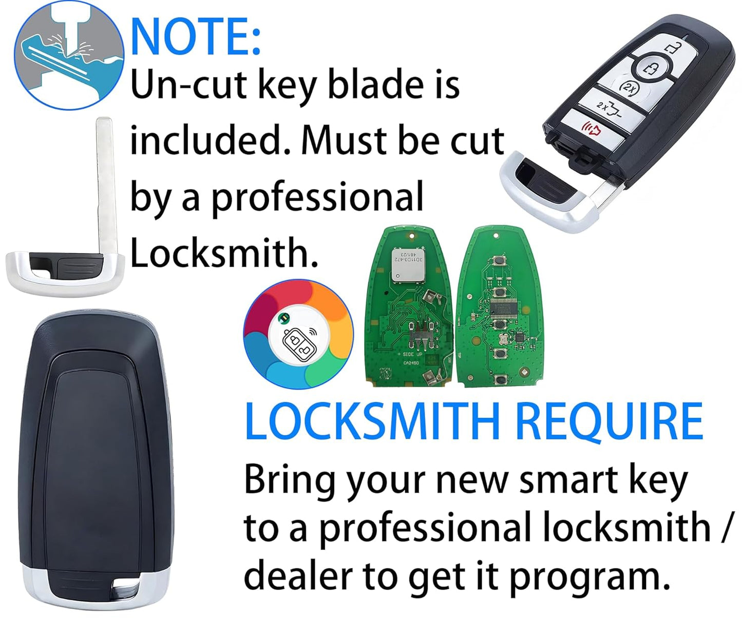 Smart Key Fob for Ford F-Series 2023-2024,  Proximity Key Fob Replacement for Ford F250 F350 F450 F550 2023-2024 M3N-A3C108397 RL3T-15K601-BA PC3T-15K601-BB 164-R8370 164-R8330