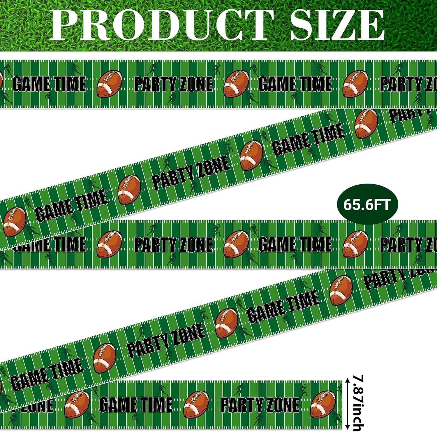 65Ft Football Party Banner Football Game Time Banner Tape Decoration American Football Sports Theme Party Zone Banner Tape for Super Bowl Game Day Football Party Tailgate Decorations Supplies