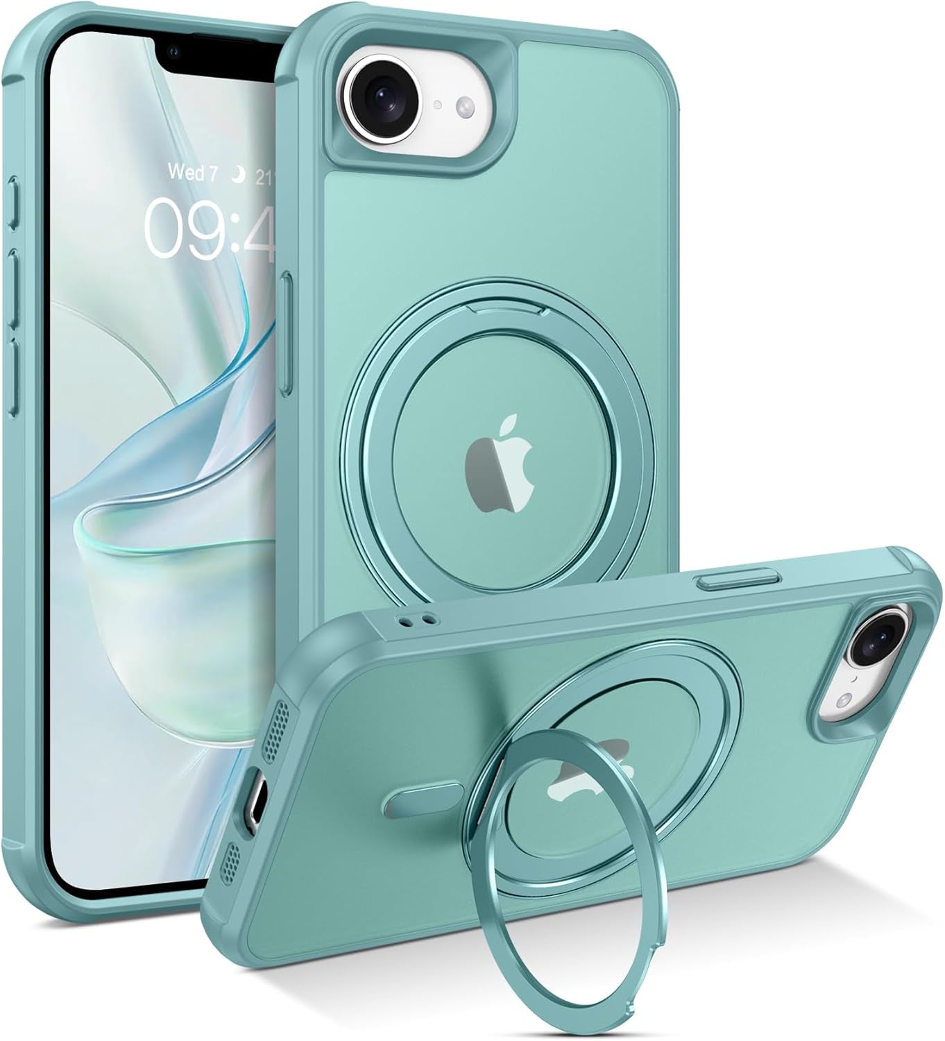 for Iphone 16E Case, Iphone 16E Magnetic Phone Case with Magsafe Rotatable Invisible Kickstand Ring Holder Design Shockproof Women Men Girl Boy Protective Cover for Iphone 16E 6.1", Black