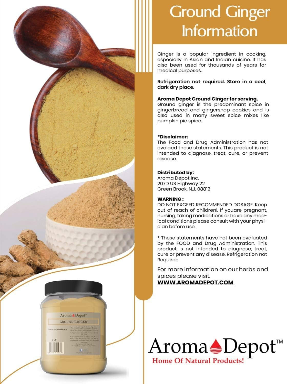 5 Lbs. Ginger Powder. Root (Zingiber Officinale Roscoe) - Raw Natural Keto, Vegan, Rich in Vitamin C - Recommended to Use in Food, Tea, Juice, or Coffee - Non-Gmo, Gluten-Free - Originated in India. TLBH