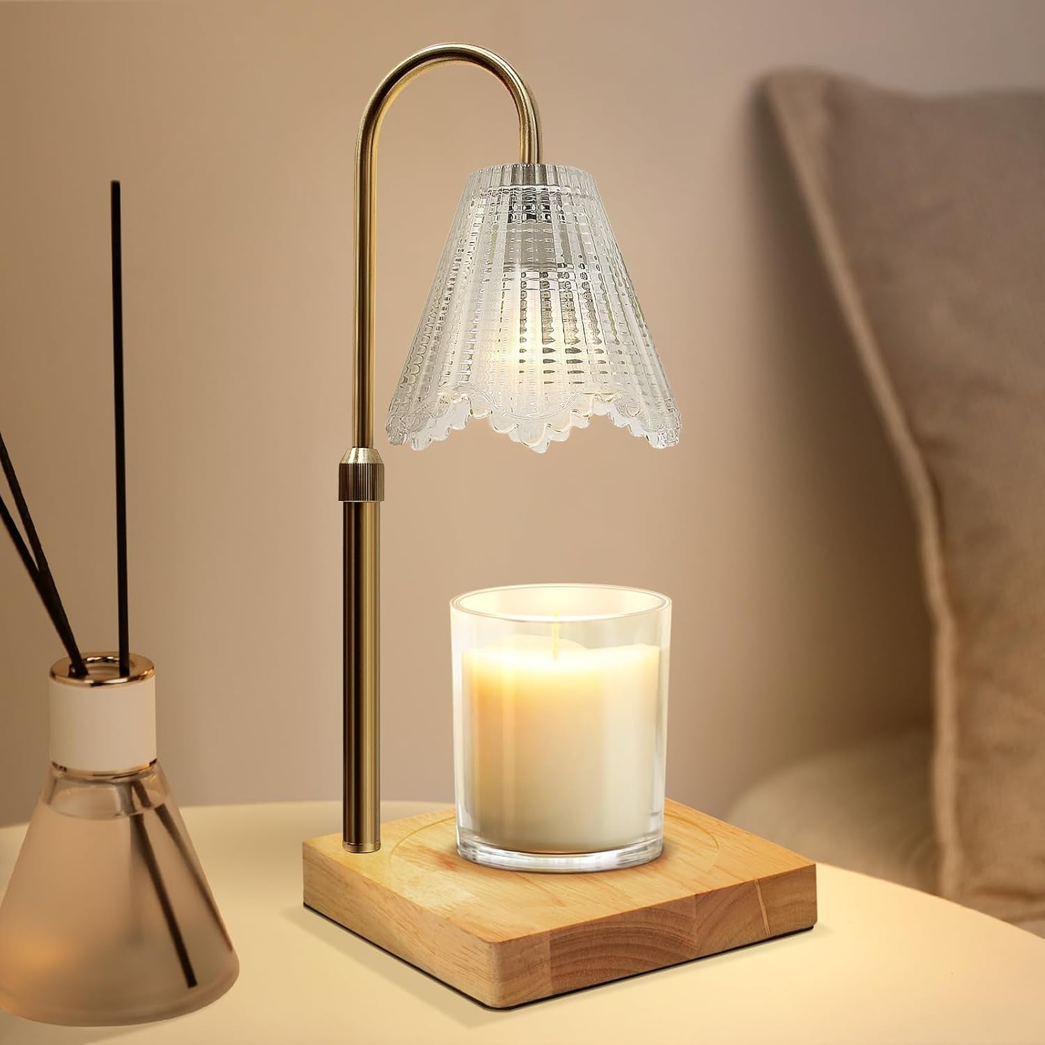 Candle Warmer Lamp with Timer: Adjustable Height Dimmable Candle Warmer 24-Hour Cycle Timer for Mom Home Decor House Warming Gifts New Home