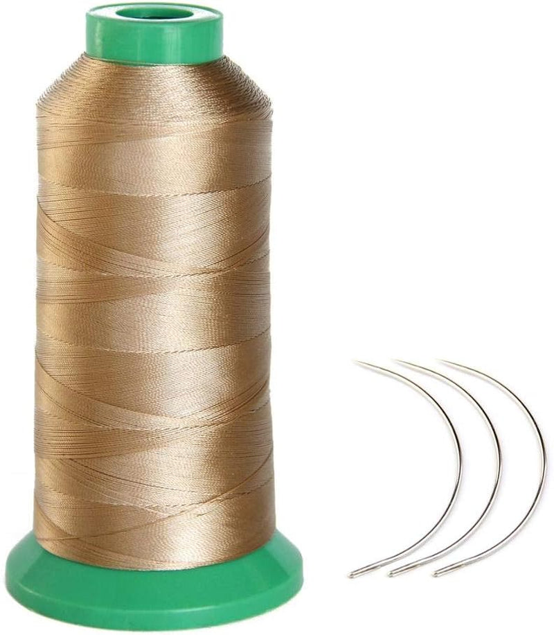 1700 Meters Elastic Nylon Sewing Thread 3Pcs 9Cm Curl Needles for Wig Making(Blonde)