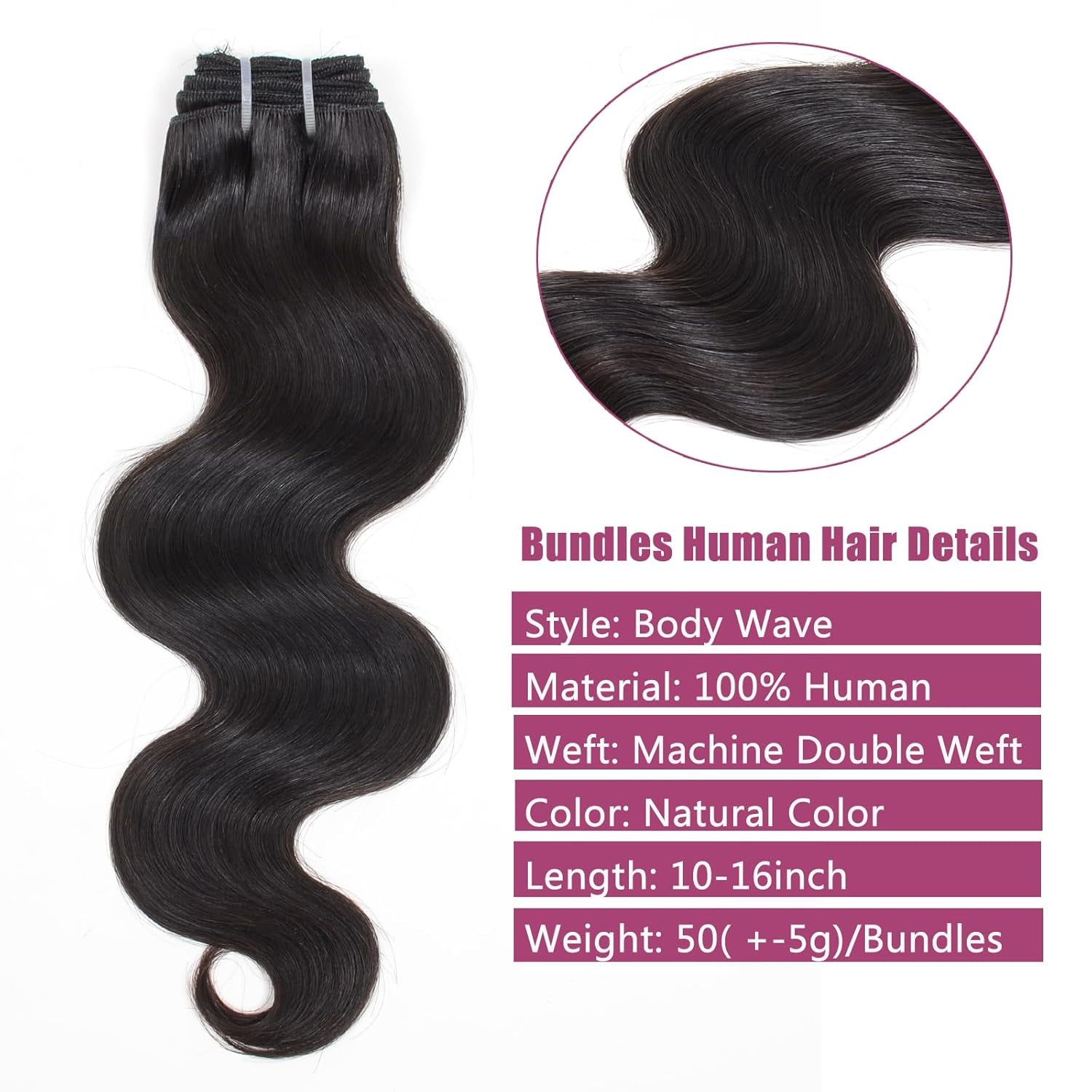 Body Wave Bundles Human Hair 12 Inch 12A Human Hair Bundles 100% Unprocessed Brazilian Virgin Hair Weave 1 Bundles Deals Human Hair Natural Black Color (12Inch)